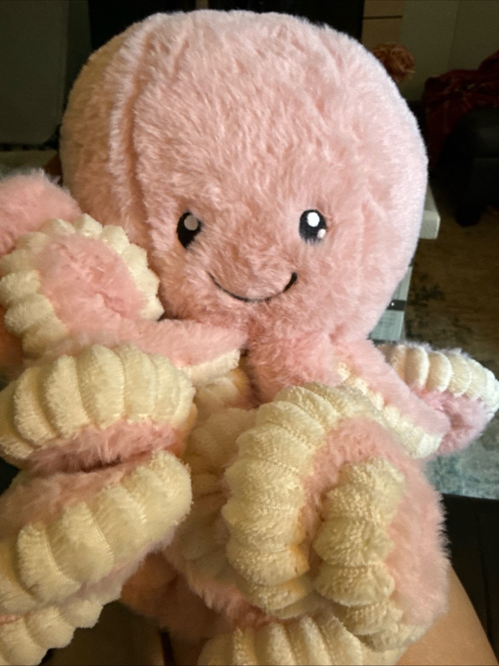 Plush Pink Octopus Stuffed Animal with Cream Accents